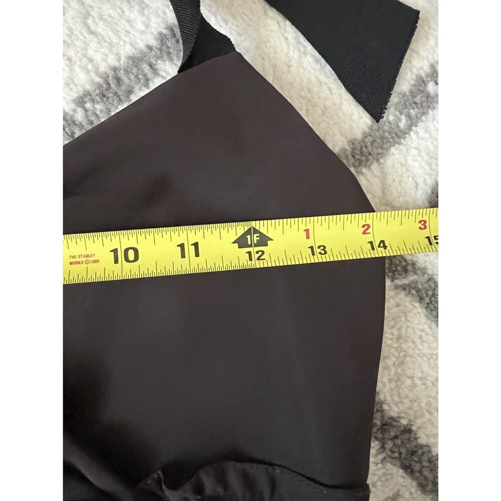 VERA WANG VTG Y2K Brown Chiffon Ruffle Grosgrain Ribbon Neck Babydoll Dress 6 - Picture 13 of 14